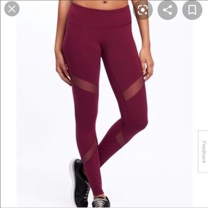 Old Navy leggings with mesh detail maroon large